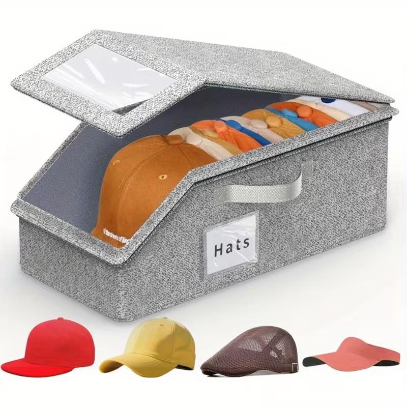 1PC Stackable Baseball Hat Storage Box Foldable,Non-woven Dustproof Storage Box for Home/Wardrobe/Travel,Great for Storage Displ