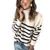 Autumn Winter Turtleneck Studded Sweater Women's Stripe Shoulder Strap Design Luxurious Knit Pullover Slimming Versatile Top