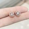 Korean Full Pave Zircon Hypoallergenic Round Stud Earrings