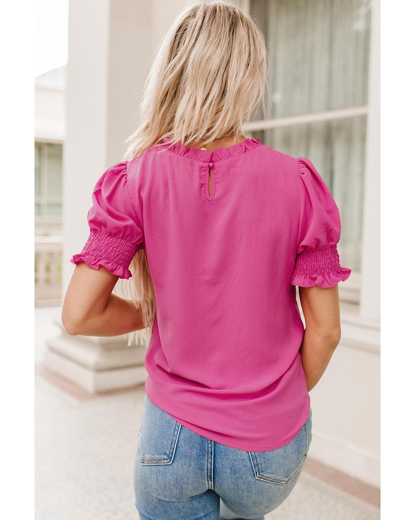 Azura Exchange Smocked Puff Sleeve Blouse