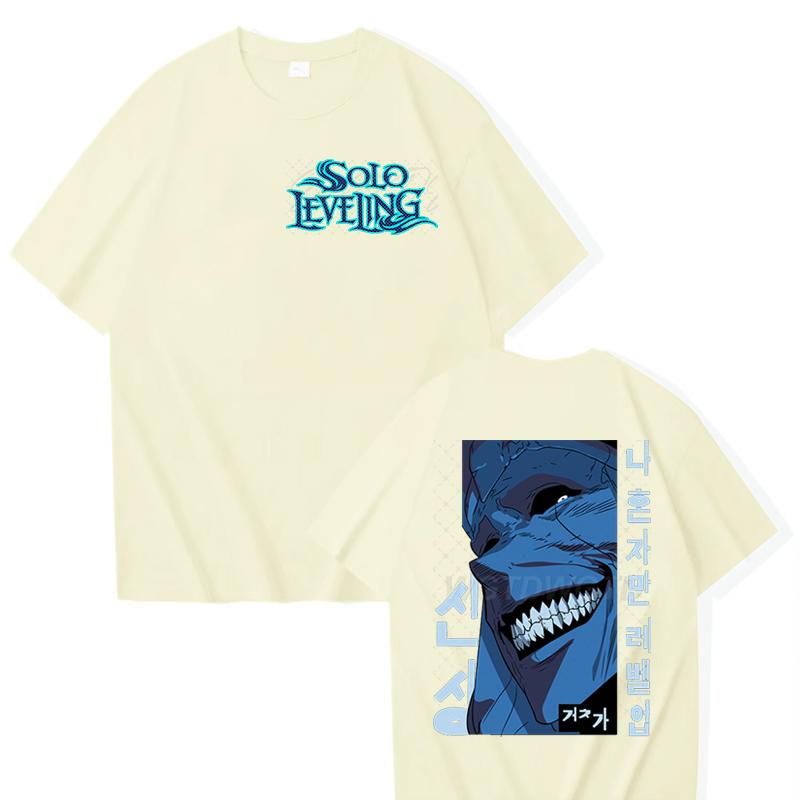 Solo Leveling Street Cool T-shirt Top 100% Cotton Hot Anime Men Clothes Harajuku Streetwear Solo Leveling Anime Men Women Shirt
