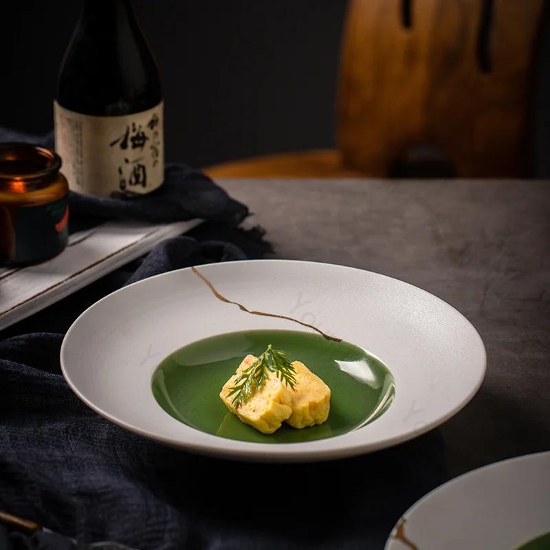 Light Luxury High End Ceramic Plate Restaurant Salad Dessert Exquisite Dining Plates Retro Chinese Style Household Tableware