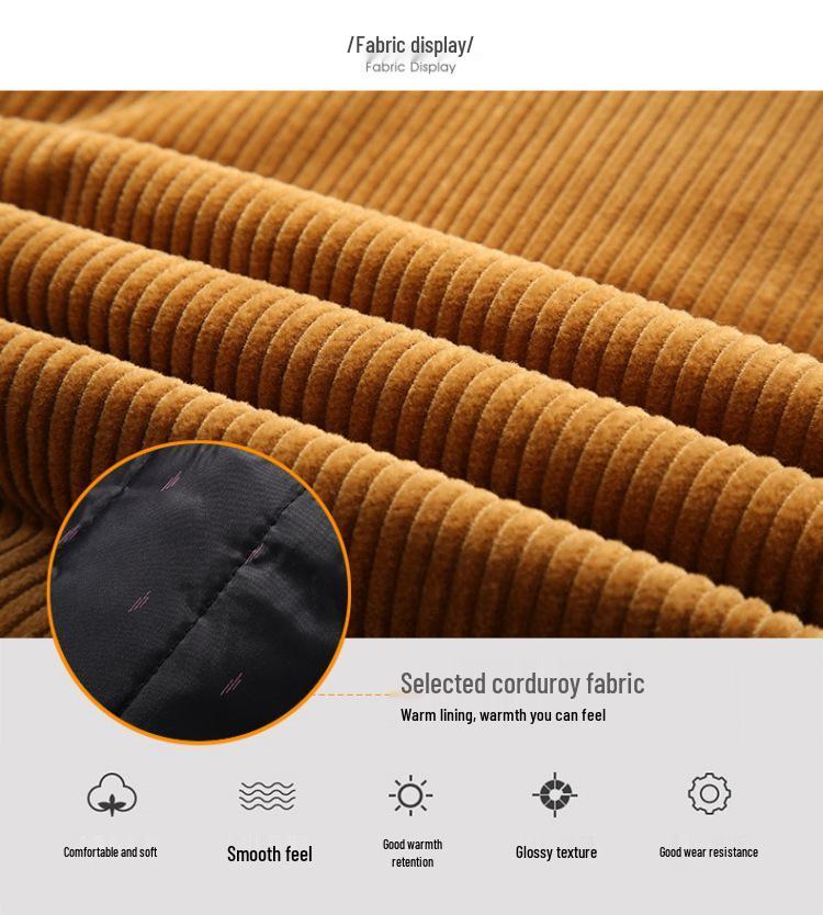 Winter-Cord-Herren-Stehkragen-Baumwoll-Steppjacke - Warme Freizeit-Oberbekleidung 9822