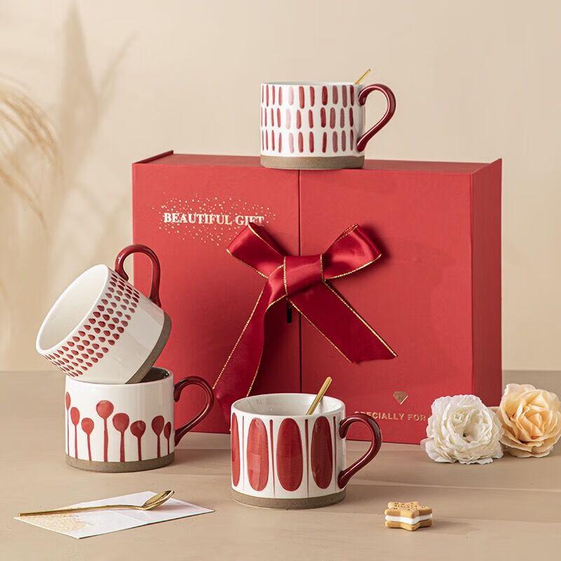 Deouxingguang Hand-painted Ceramic Couple Cup Gift Set