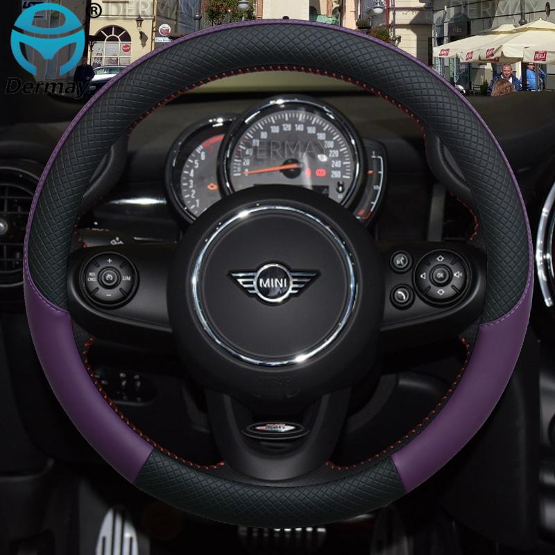 100% DERMAY Merke Lær Bil Rattdeksel for MINI Cooper One Clubman Countryman Clubvan Coupe Auto