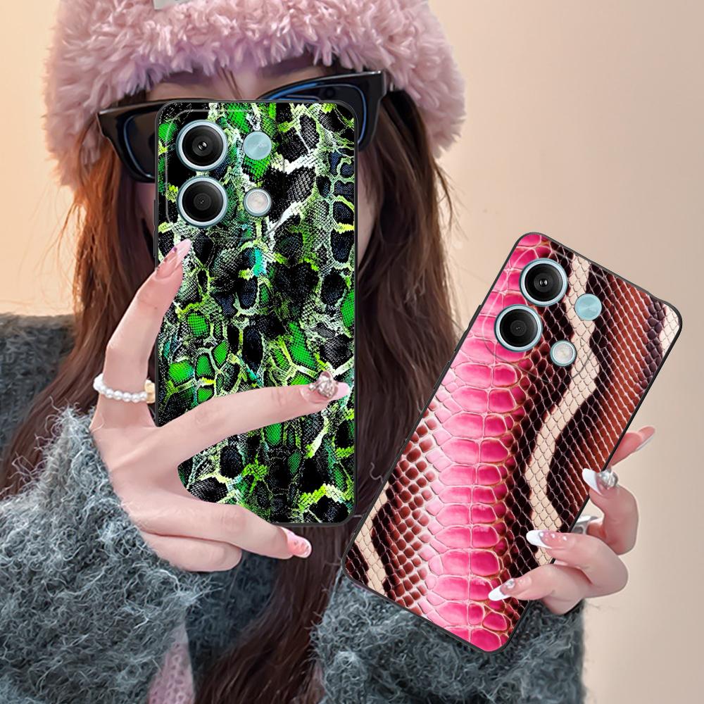 Snake Texture Mobile Phone Case for POCO M7 M6 M5 M4 M3 X7 X6 X5 X4 X3 Pro GT 5G Colour Printing Protective Pretty Cover Luxury
