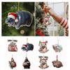 Cartoon Moo Deng Christmas Hippo Resin Figurine Pygmy Kawaii Xmas Tree Pendant Home Decoration Moo Deng Toy