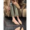 Cowhide Version~ Temperament Pointed and Versatile Commuting Light Mouth and Thin Simple Low-heeled Single Shoes Women's Autumn