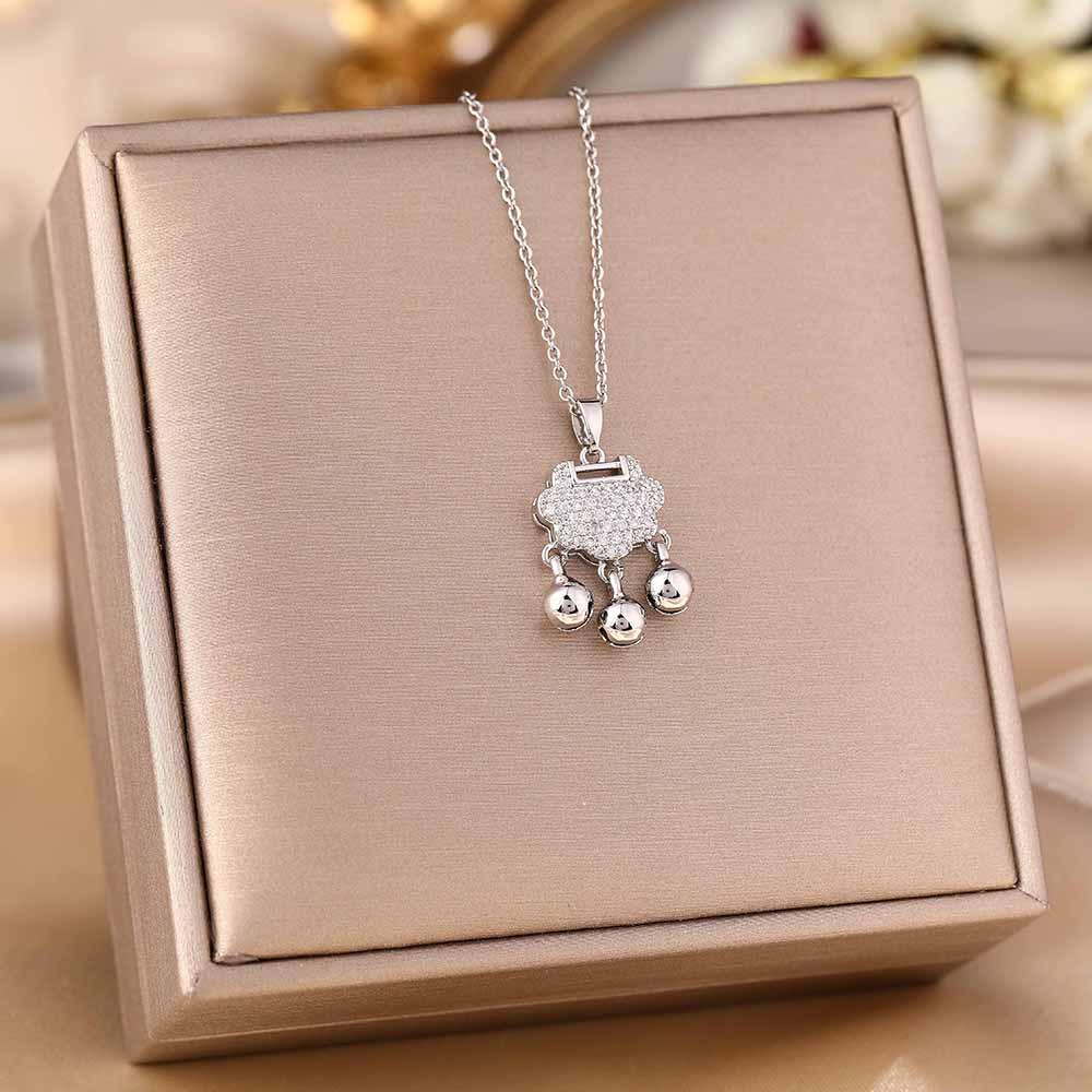 Women's Silver Titanium Steel Necklace with Micro-Inlaid Zircon - Elegant, Durable Clavicle Chain Jewelry