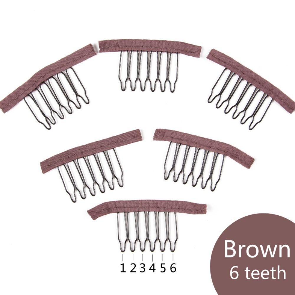10 Pcs/Lot Cloth Wig Clips 6/8 Theeth Hair Extension Clips Wig Making Tool Wig Combs  for Wig Caps