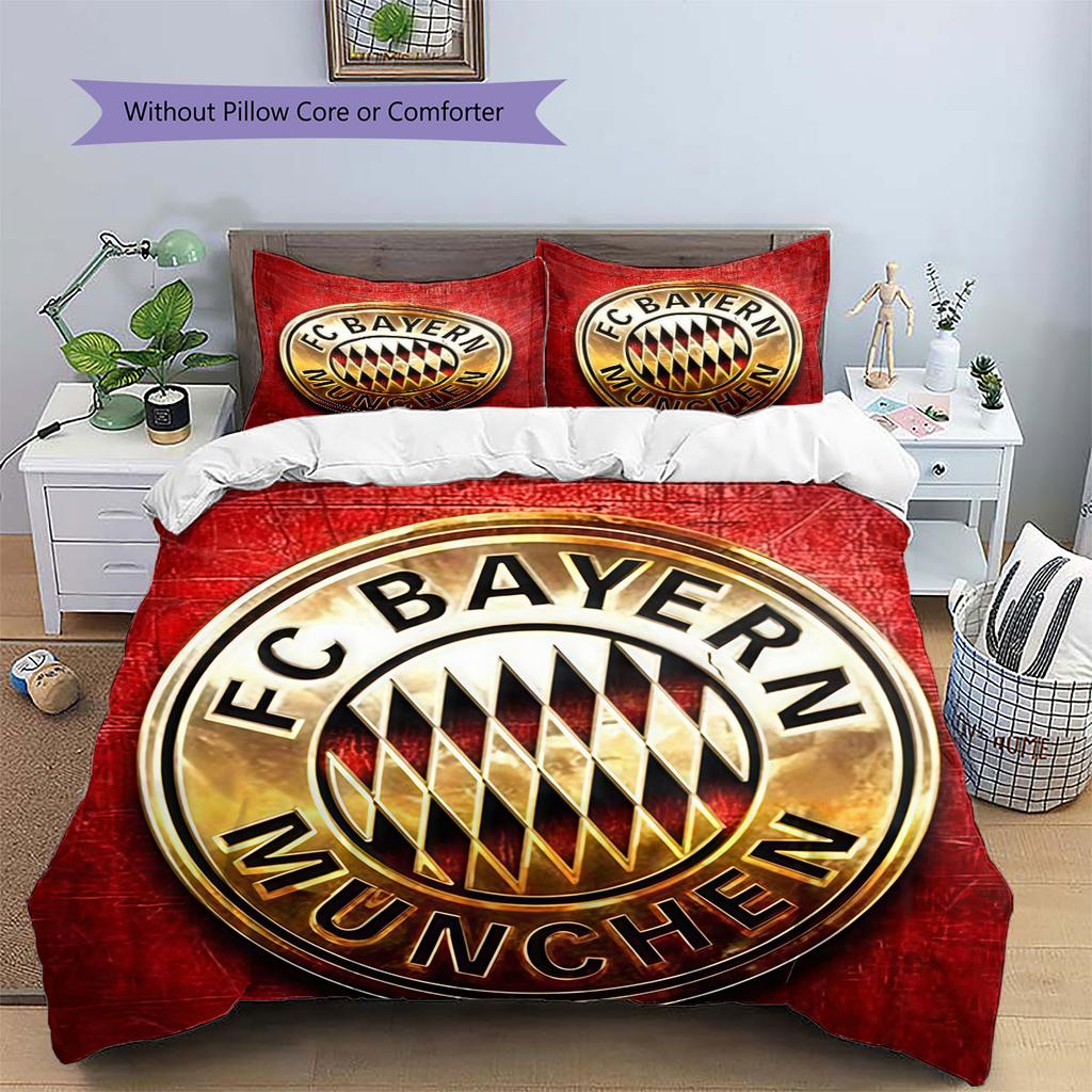 FC Bayern Munchen Pattern Bedding,Quilt Set Quilt Cover Pillowcase Home Birthday Gift(1 * duvet cover + 2 * pillowcase, without core)