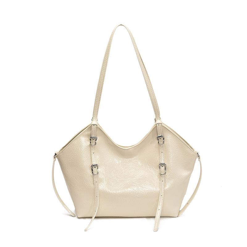 

Премиальная кожа с масляной восковой пропиткой, сумка-тоут для通勤, женская, новая коллекция 2025, мягкая кожаная сумка под мышкой, сумка на плечо, трендовая ретро-сумка белый