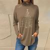 Women's Fashionable Loose-Fit High-Neck T-Shirt With Christmas Print Long-Sleeved Top