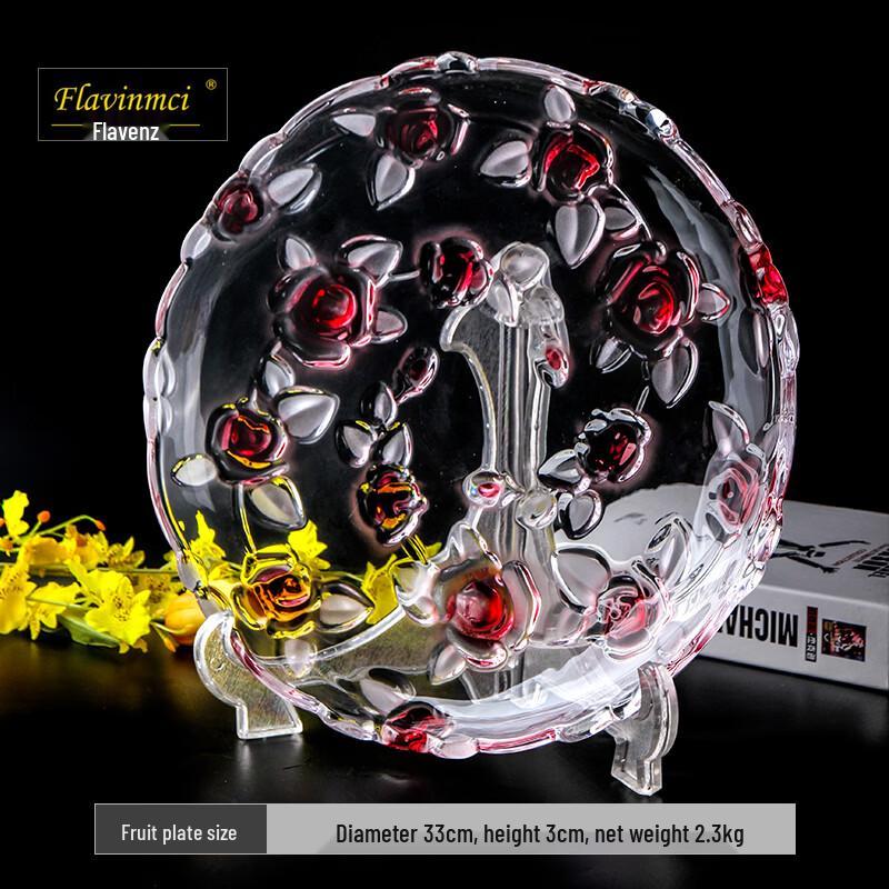 Flavinmci European Rose Flower Glass Fruit Plate
