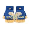 Boys Winter Knitting Cute Dinosaur Kindergarten Half Finger Flip Writing Cold Wool Children's Warm Gloves