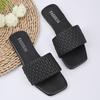 Women Slippers Summer Fashion Beach Mules Casual Indoor Home Slippers Selling Sexy Braided Square Toe Flat Sandals Slides Women