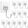 Wall-mounted Hook Adhesive Strong No Drilling - YOKELLMUX Large Load Capacity 25KG Holes Damage Residue Waterproof Moisture-proof Rust-proof 12 Pieces