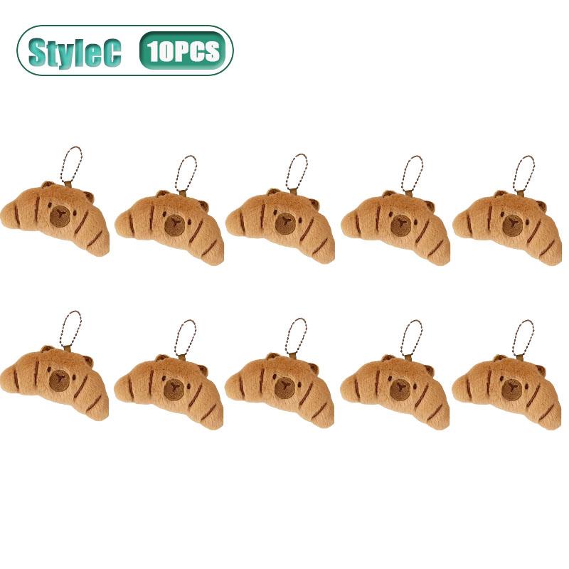 1-10PCS Adorable Capybara Plushie Keyring Funny Bread Topper Anime Style Fluffy Hanging Toy Cute Food Decor For Teens