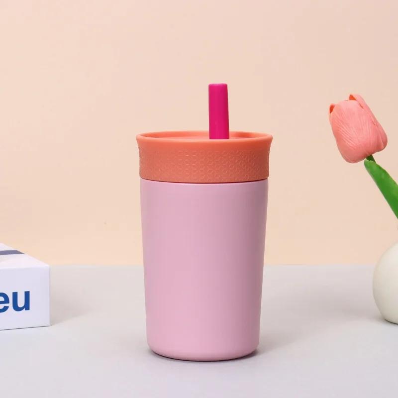 JUSTINLAU 12oz Coffee Mug Stainless Steel Vacuum Flask Cold&Hot Sport Cup Car Cup with Straw Travel Mug Portable Thermos Cup 12OZ