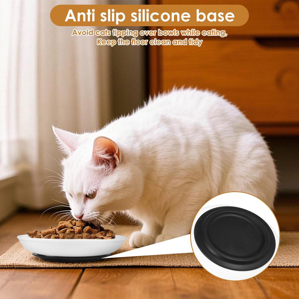 2/4Pcs Pet Ceramic Bowl Cat Dishes with Nonslip Silicone Base Pet Feeder Bowl Kitten Bowls for Wet/Dry Food Water Container