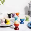 European Colorful Ceramic Egg Holders & Wine Cups: 6-Piece Rainbow Luxury Set