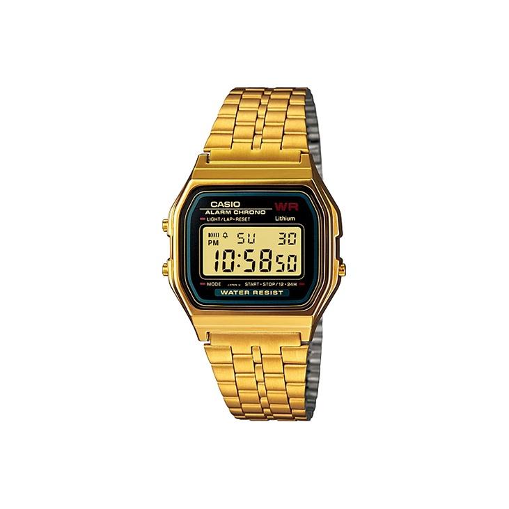 CASIO Men YOUTH Black Watch A159WGEA-1D A159WGEA-1D Gold Strap