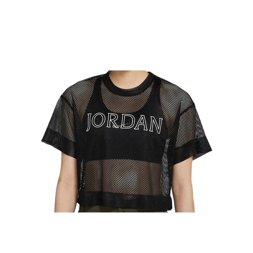 Jordan Mesh Paneled Sports T-Shirt Women Tops Black CZ1892-010