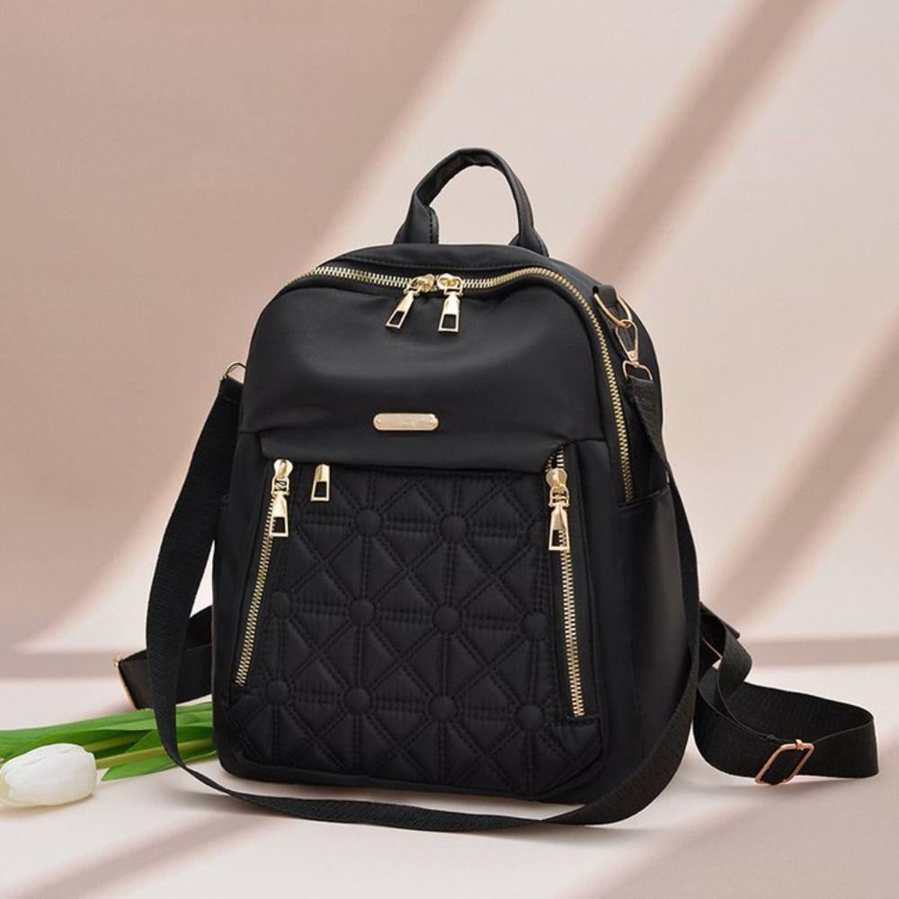 Multi-functional Solid Color Shoulder Bag Oxford Cloth Retro Backpack Simple Luxury Backpack  Lady