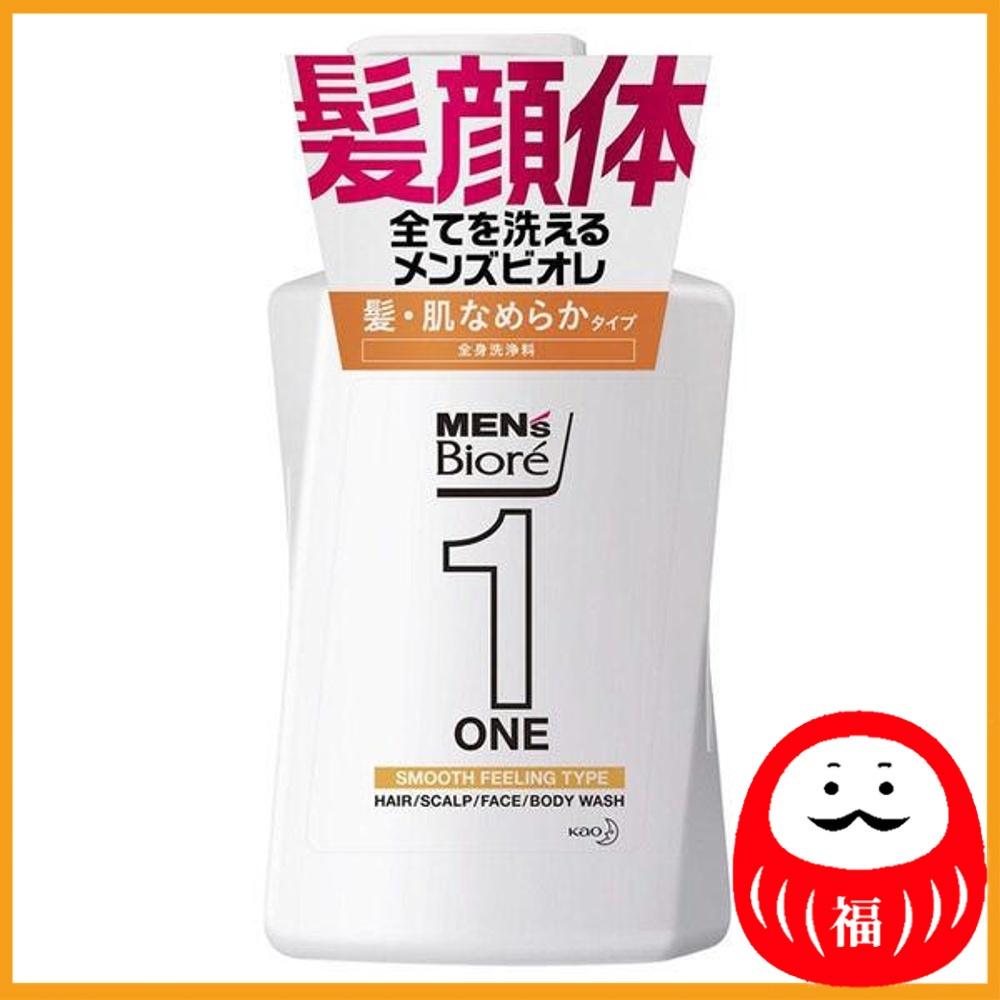 Kao Men's Biore ONE Hair-Face-Body All-in-One Full Body Wash, Hair Skin Smooth Type, 480ml