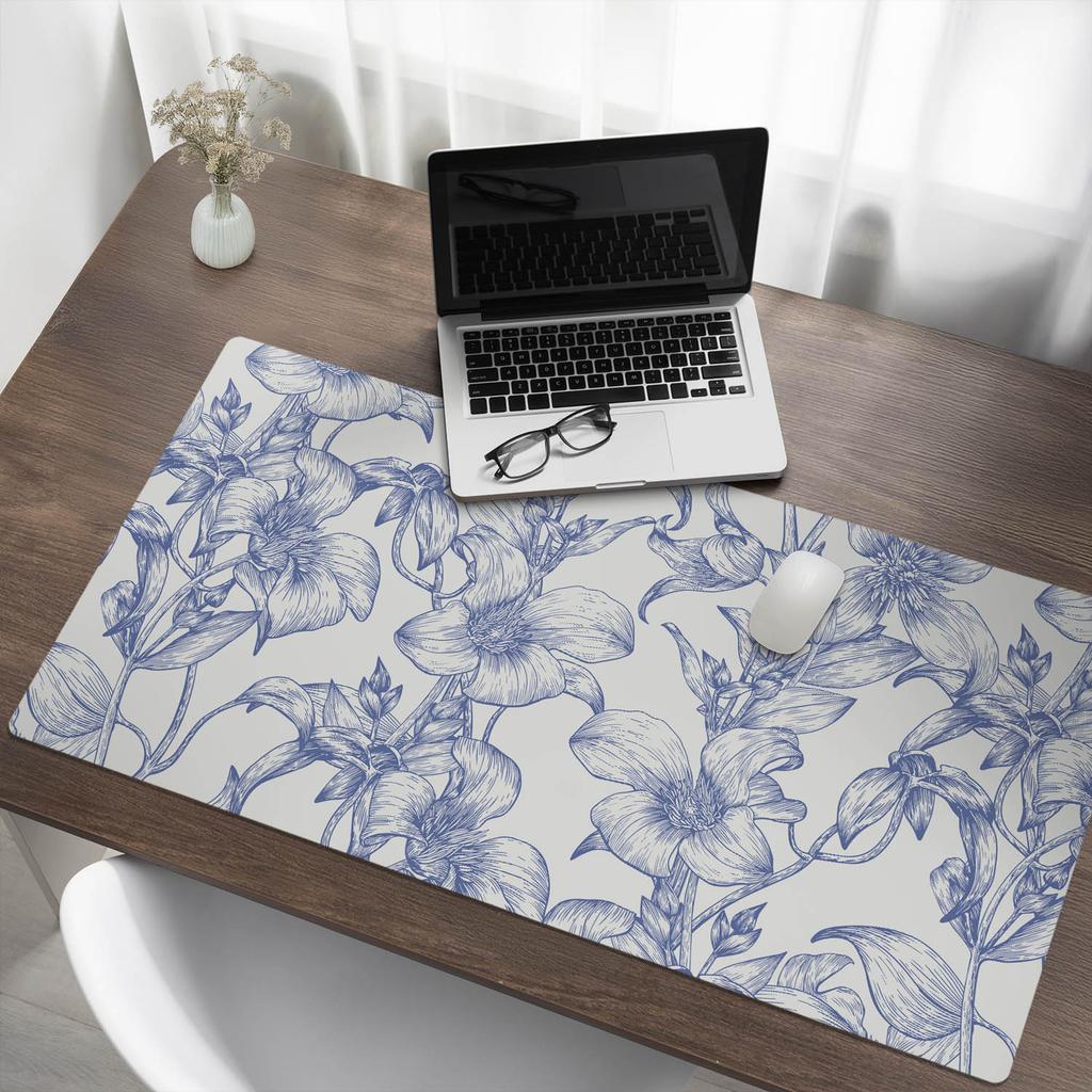 Anti-slip Office Desk Pad Floral Vines Pattern 120x60 cm