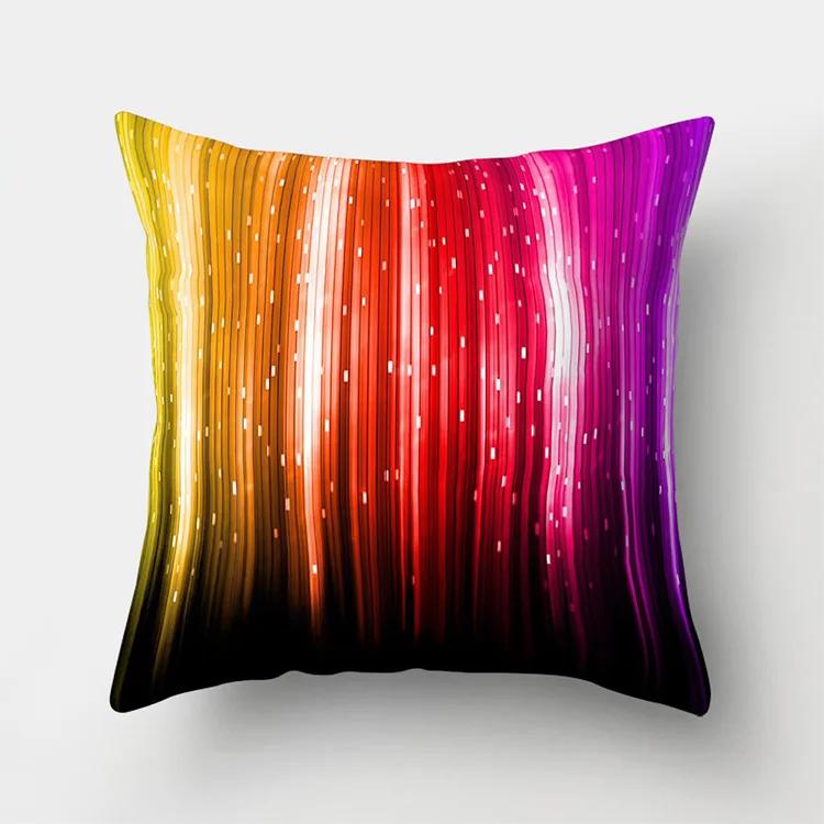 Nordic Colorful Rainbow Geometric Printing Pattern Polyester Cushion Cover for Home Living Room Sofa Decorative Pillowcase