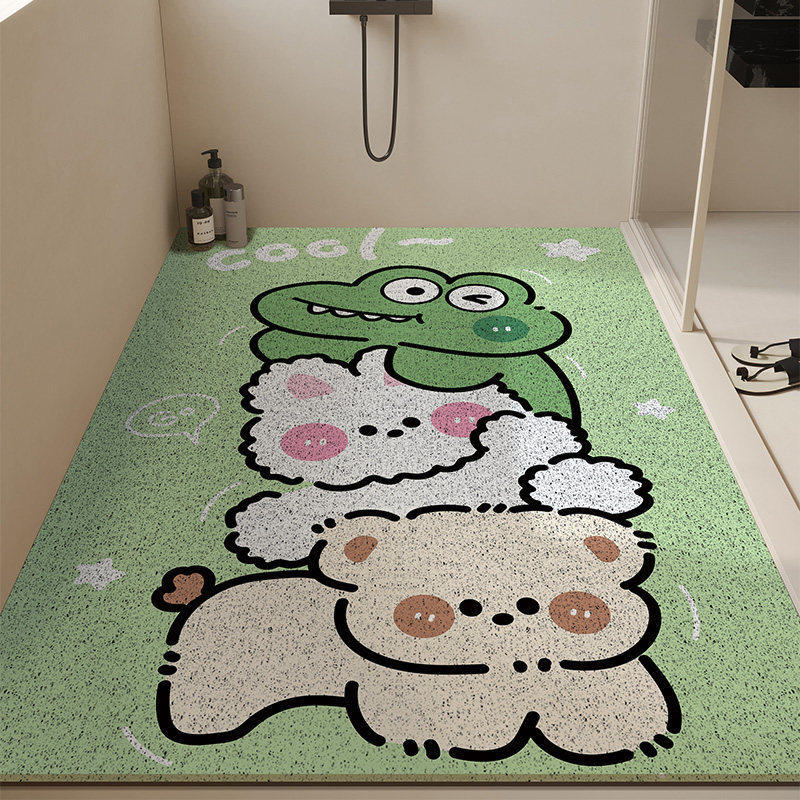 Bathroom Floor Mat Cartoon Wind Silk Ring Non-Slip Mat Shower For The Elderly And Children Bath Floor Mat Anti-Drop Mat Can Be