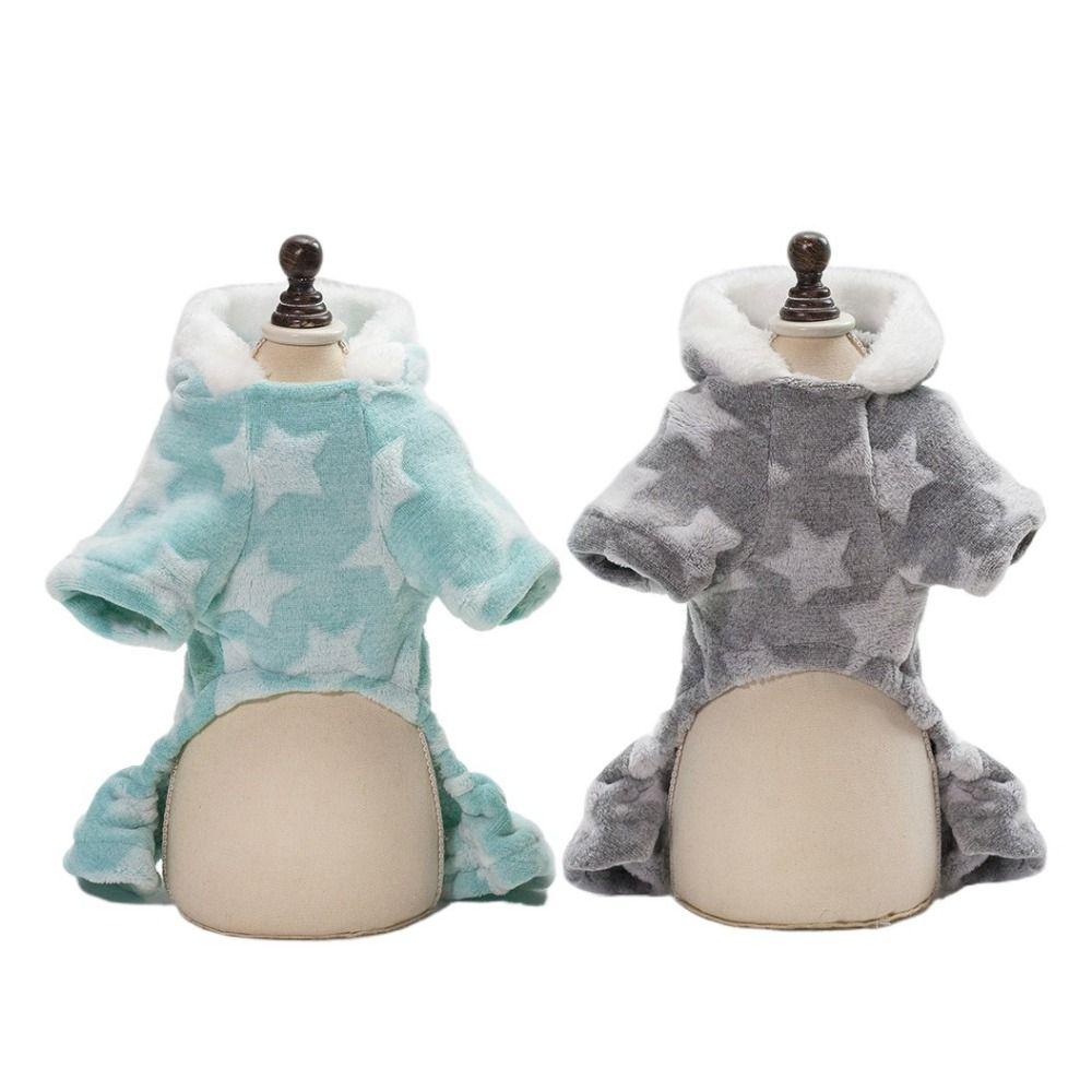 Soft Pet Four Legged Pajamas Warm Warm Puppy  Hooded Jackets Winter Warm Puppy Coat  Spring