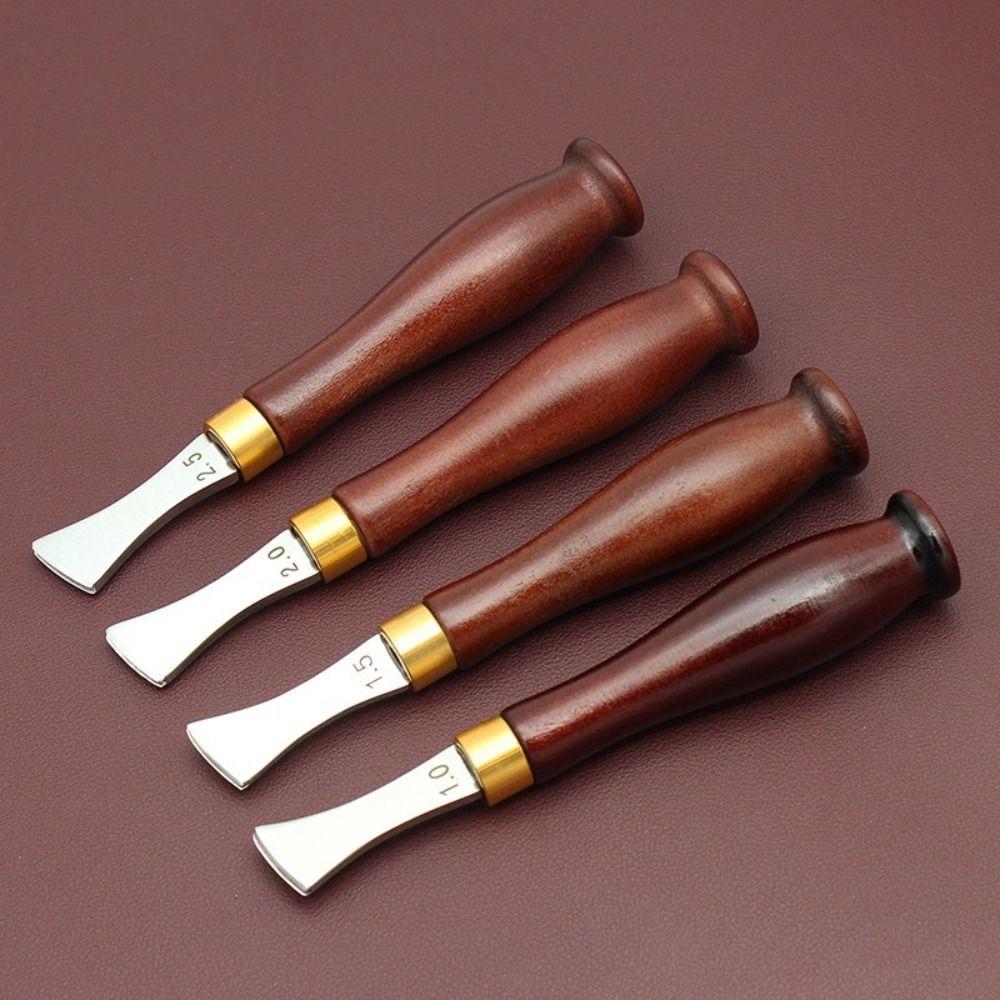 Wooden Handle DIY Shallow Slot Linear Edge Tool Leather Craft Creasing Tools Leather Edge Creaser