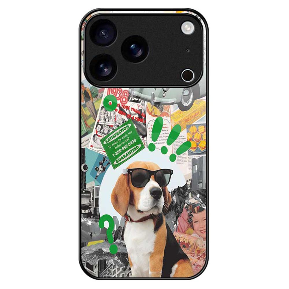 For iPhone 17 Pro Max Case TPU PC Tempered Glass Pattern Printing Anti Drop Phone Back Cover