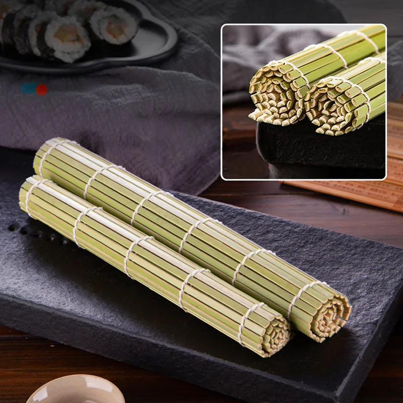 Sushi Roll Bamboo Green White Skin Sushi Mat Curtain Handmade Bamboo Curtain Non-stick Tools Japanese Kitchen Utensils