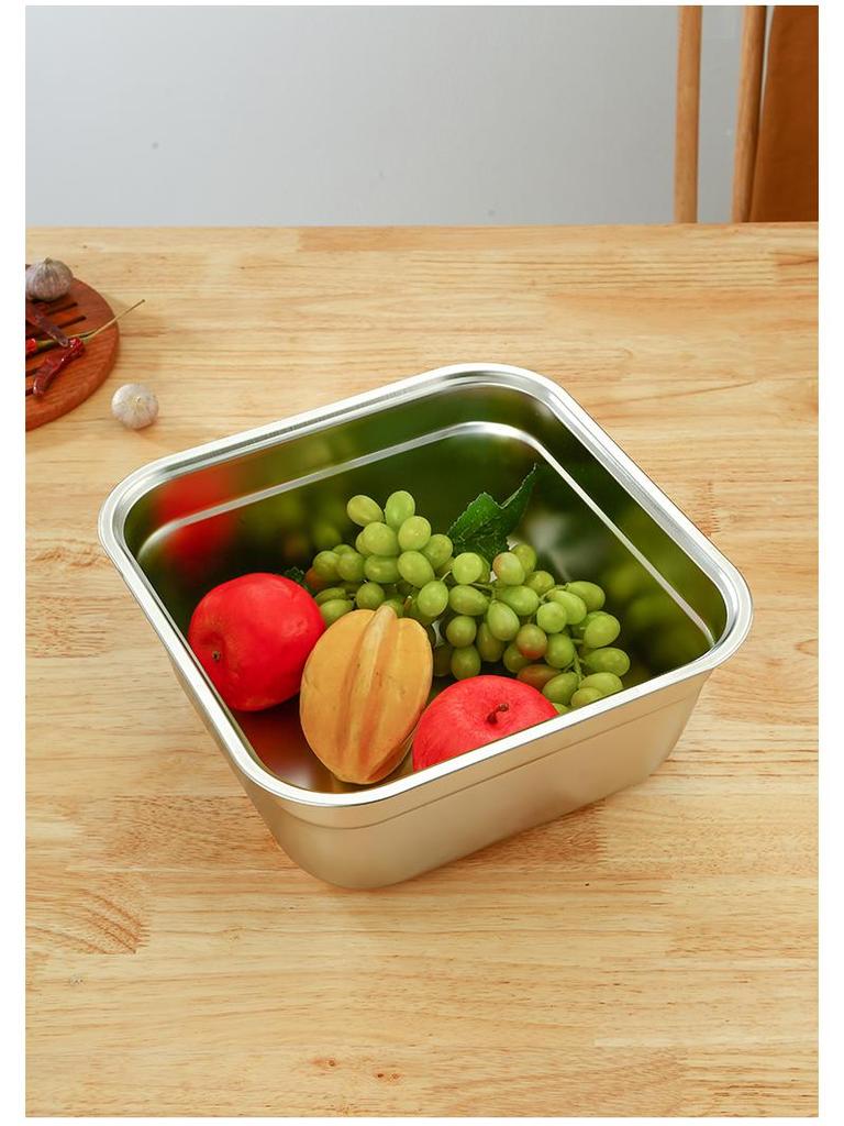 304 Stainless Steel Deep Perforated Colander Basin - Square Drip Basket for Straining & Washing Vegetables/Oil/Braised Dishes