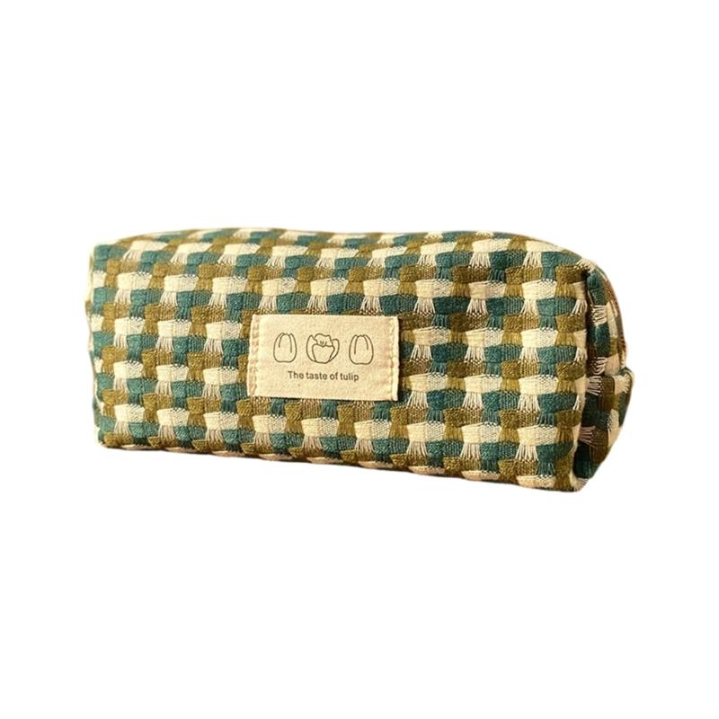 Woven Fabric Pencil Case Large Capacity Pencil Bag Multipurpose Pen Pouches for Students Women School Office Daily Use