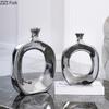 Modern Ceramic Vase Hollow Out Silver Flower Arrangement Accessories Golden Flower Vase Home Decoration Wedding Accessories