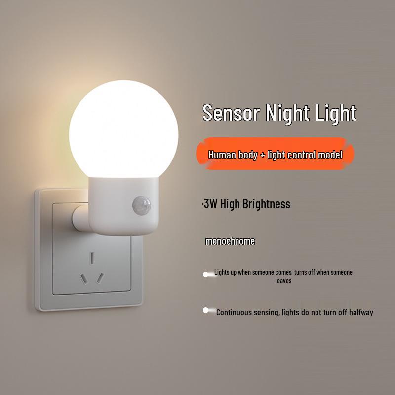 Automatic Smart Sensor Night Light: Plug-In Lamp Activates with Movement In Bedroom