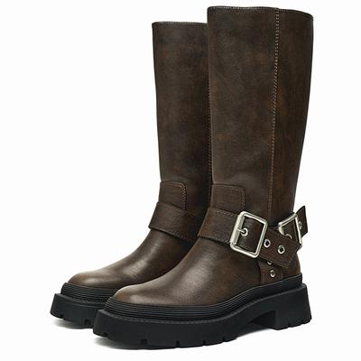 Platform Winter High Boots For Women Fashion Slip On Long Boots Female Elegant Thick Bottom Women's Mordern Botties