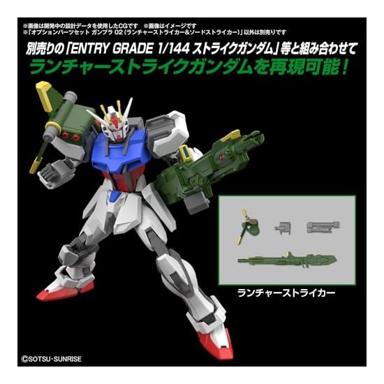 BANDAI SPIRITS Option Parts Set Gunpla 02 (Launcher Striker & Sword Striker) Color-coded Plastic Mod