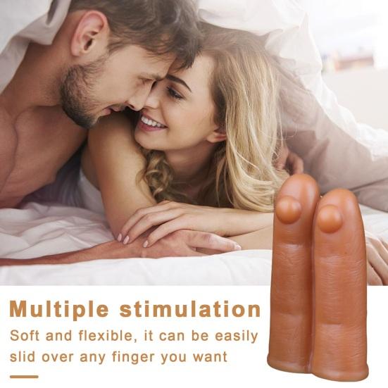 G-spot Finger Sleeve Massager Liquid Silicone Material Finger Sleeve with Bump for Clitoris Breasts Stimulation Adult Couple Sex Toy