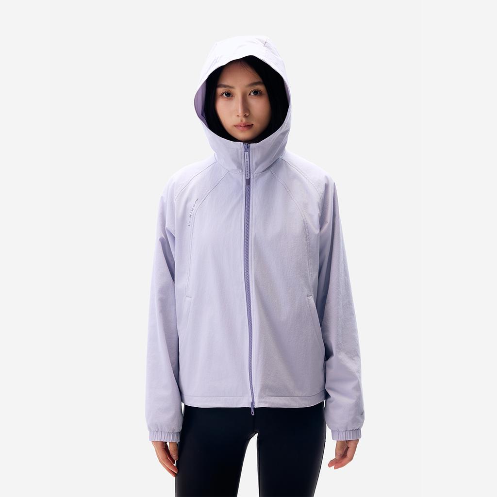 Li Ning Fitness Series Windproof Water-Resistant Loose Hooded Windbreaker Women Outerwear AFDVL52-2