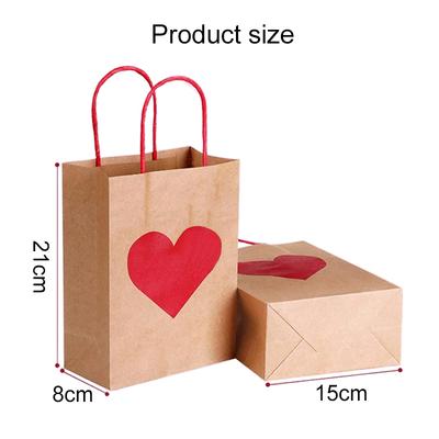 10 stuks Kraftpapier Cadeautassen met Handvatten Opslag met hoge capaciteit Valentijnsdagstijl Festivalbenodigdheden Bruiloft LOVE Print TMZ