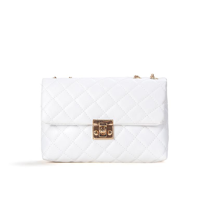 

Lladiesbags женские сумки классическая мода вышитая ромбовидная сумка-цепочка маленькая квадратная сумка простая сумка-мессенджер белый