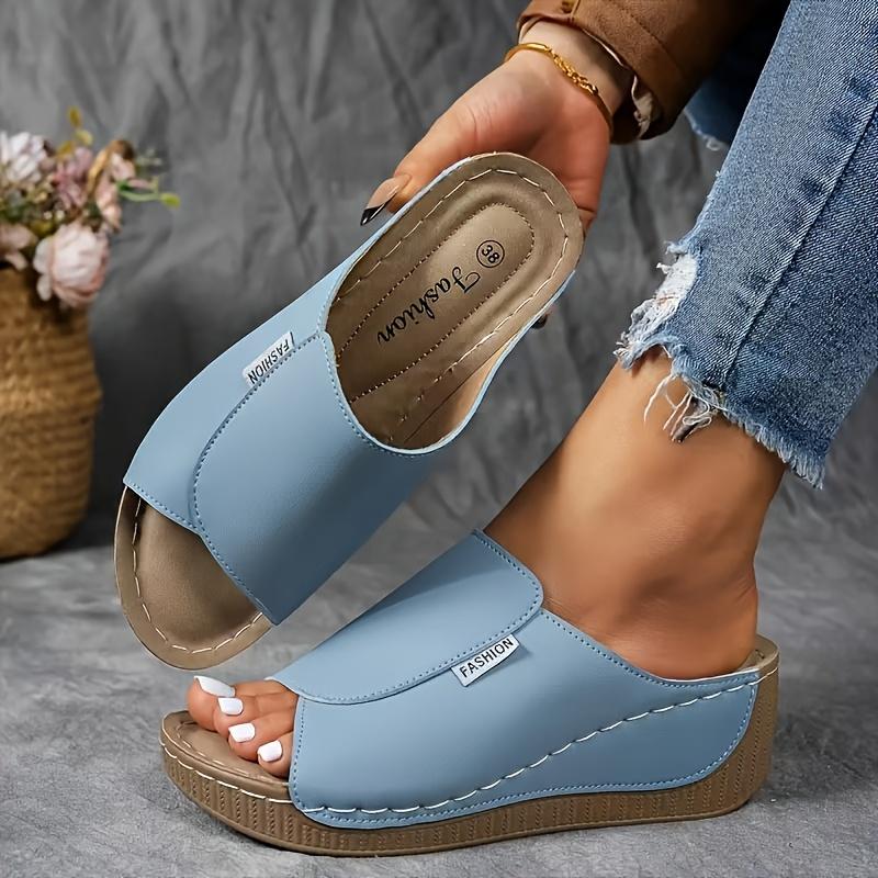 Lady Elegant Comfort Arch Support Sandals - Lady Solid Color Sandals - Breathable, Soft Sole, Summer Fashion Heeled Sandals 36 небесно-голубой