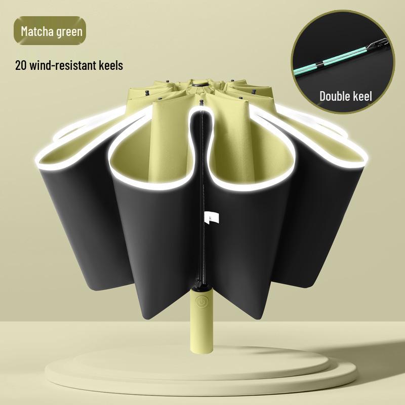 Dual-Purpose Automatic Folding UV Umbrella with 20 Ribs - Reinforced Black Glue for Sun and Rain Protection