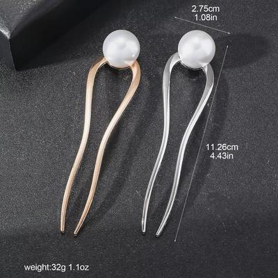 Große Perle U-Form Haarstab für Frauen Elegante Muschel Emaille Haarnadel Weibliche Kopfbedeckung Geschenke Mode Haarschmuck Silber Golden