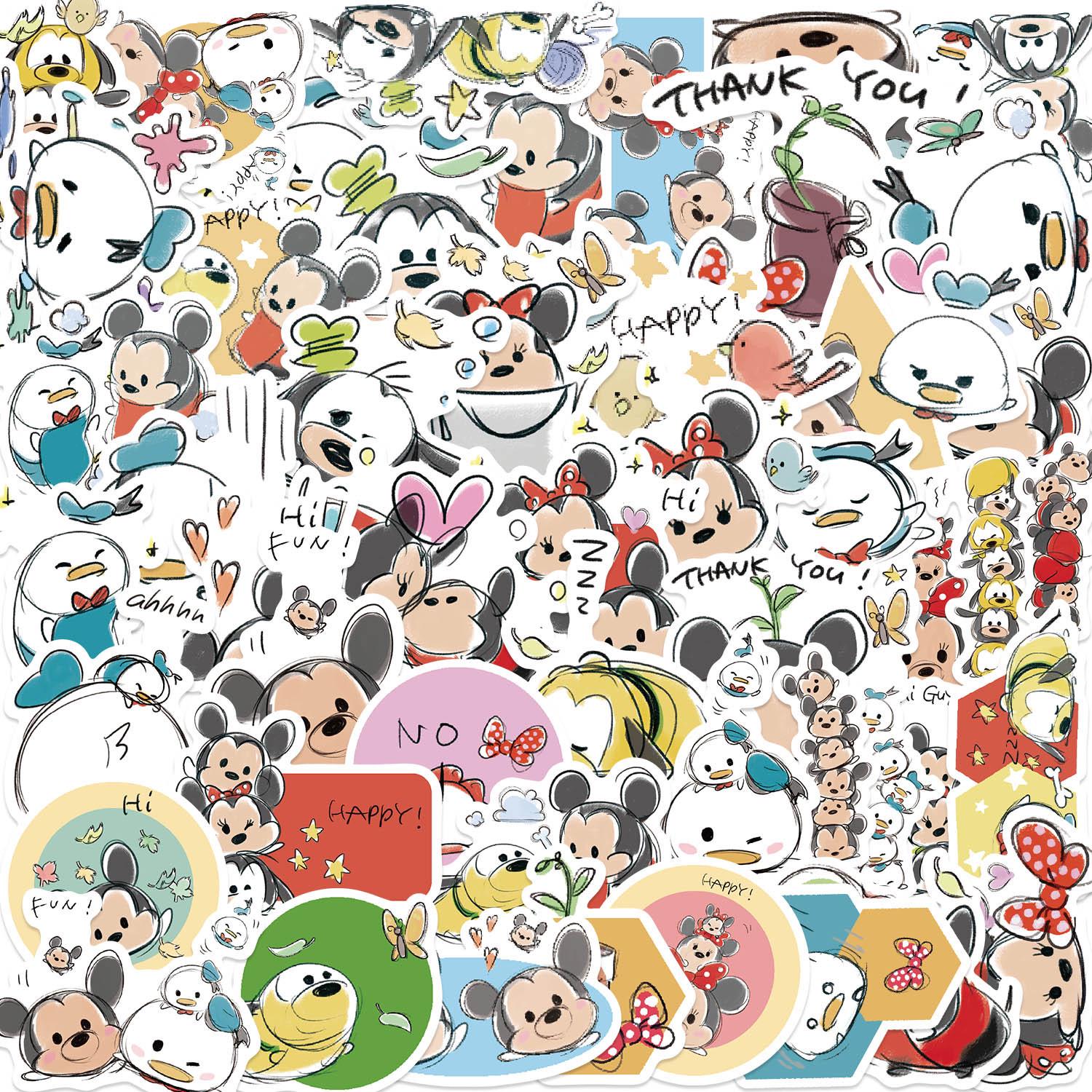 50 Mickey Character Waterproof Stickers - Self-Adhesive Cartoon Graffiti for Scrapbook Decoration WTD065-XB